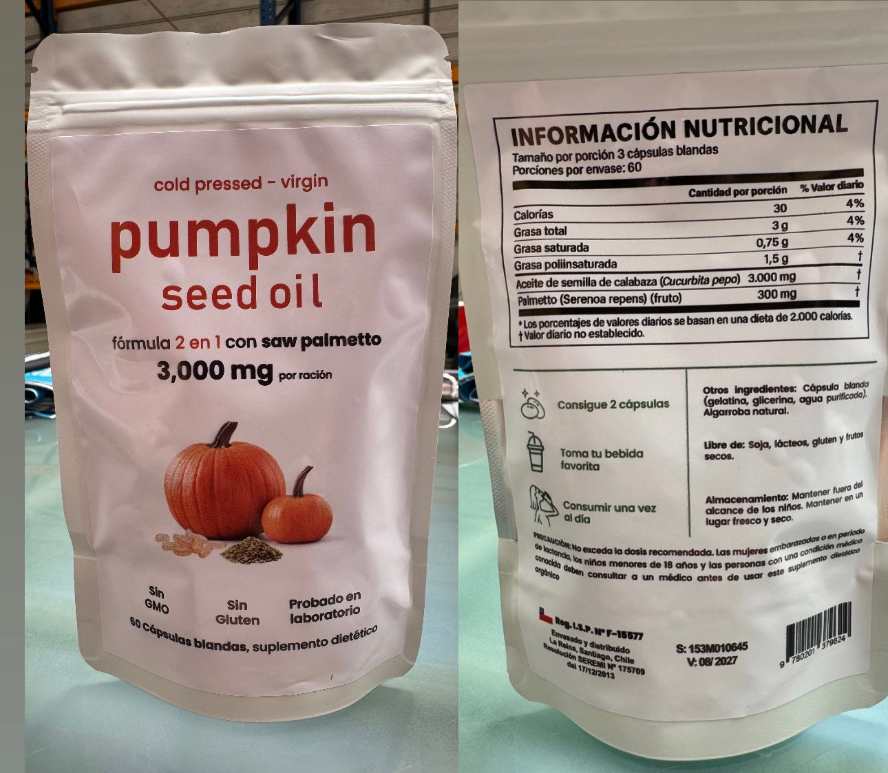 30% OFF- ACEITE DE SEMILLA DE CALABAZA- 60 Cápsulas