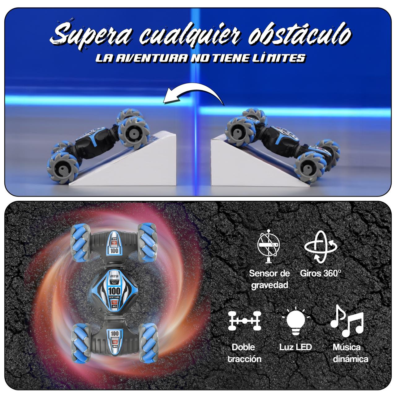 30% OFF- EL MEJOR REGALO🎁: Auto Acrobático 4x4 con Sensor de movimiento- Color AZUL Disponible