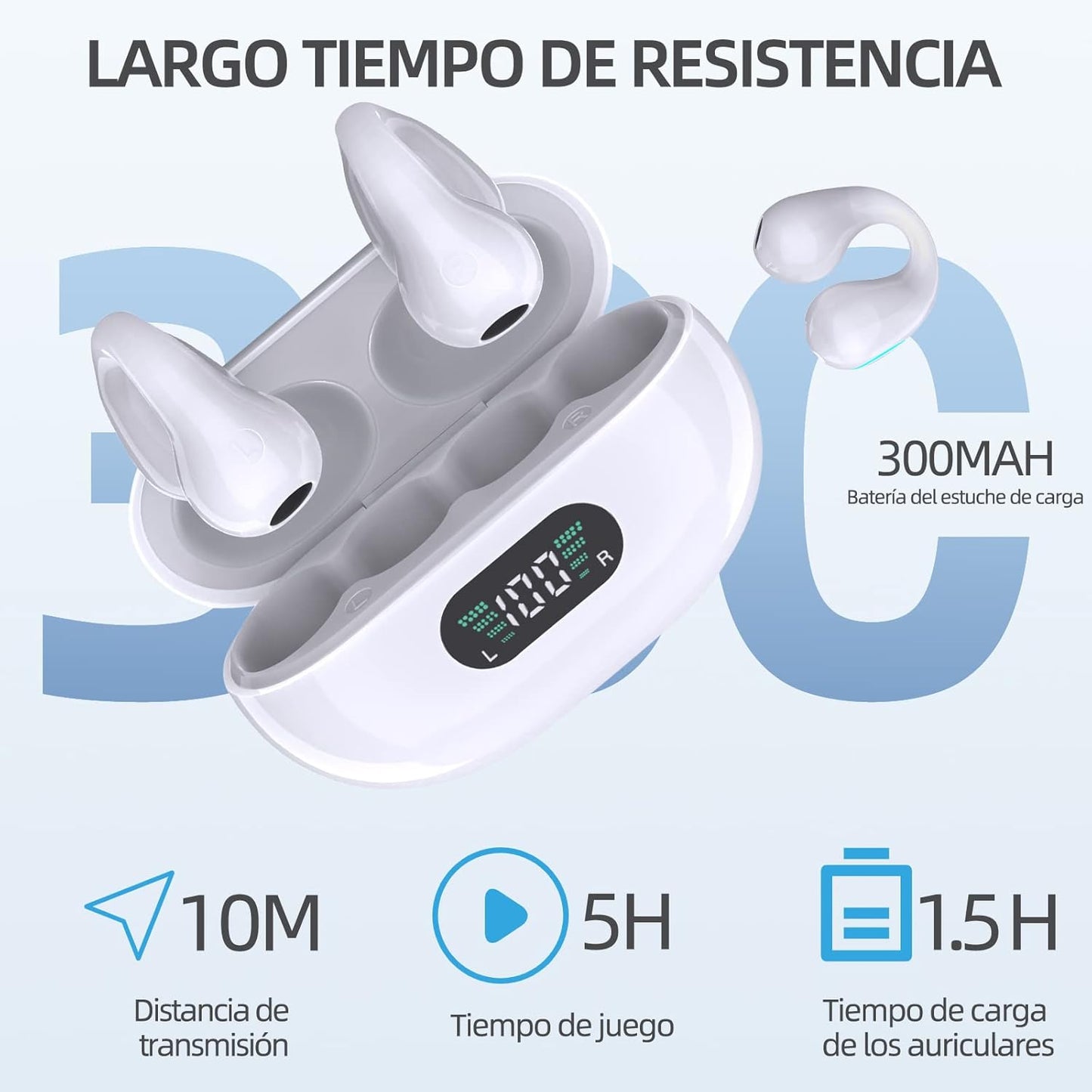ErgoPods- Audífonos Inalámbricos IPX7 Pantalla LED- Color Blanco
