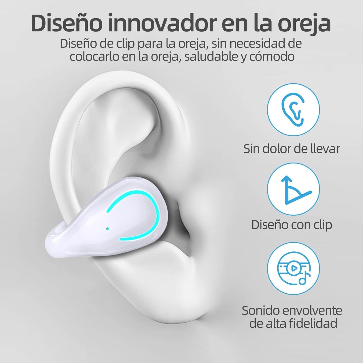 ErgoPods- Audífonos Inalámbricos IPX7 Pantalla LED- Color Blanco