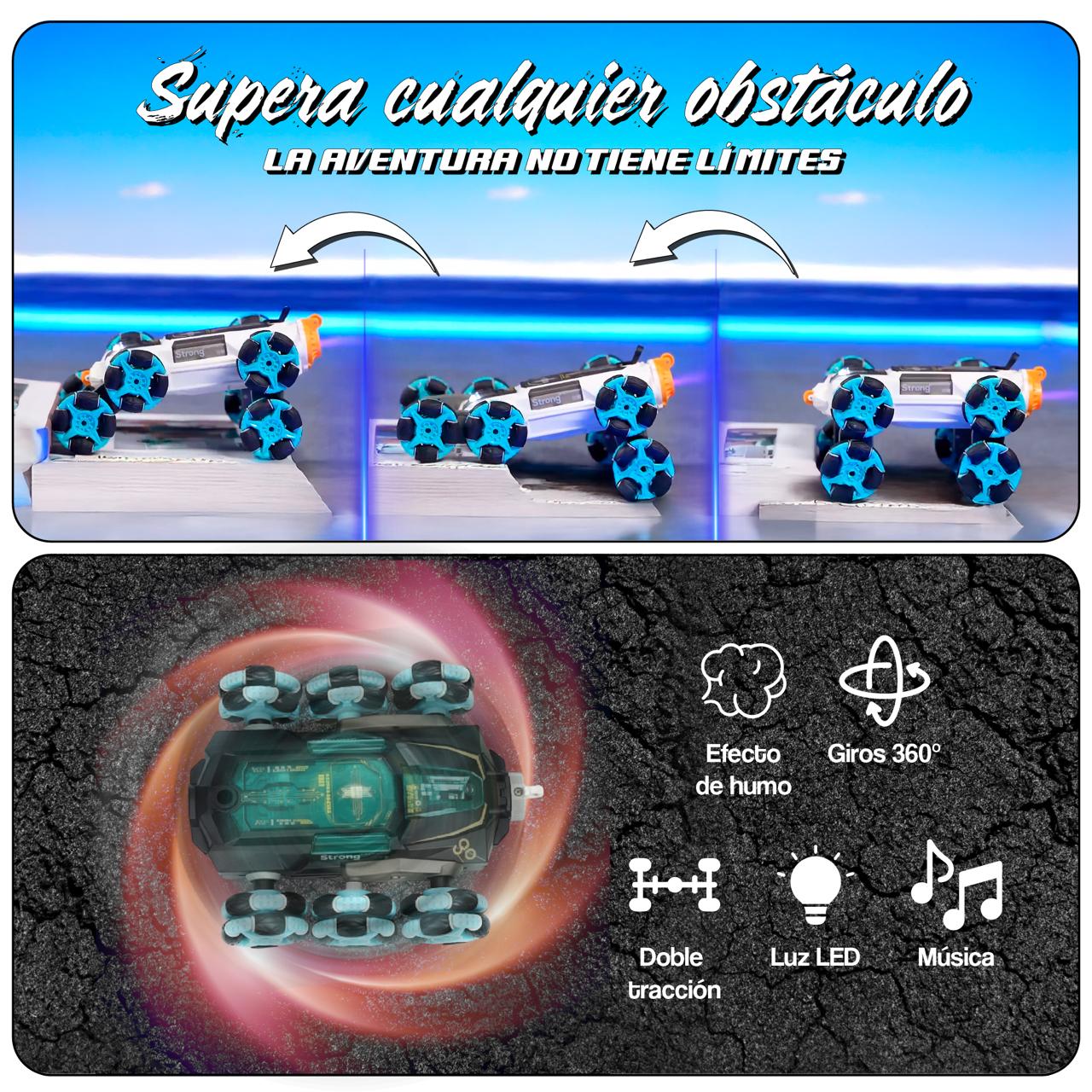 50% OFF- AUTO CONTROL REMOTO 6X6 todo terreno con Sensor de Movimiento- Efecto Humo- Luces LED y SONIDO integrado