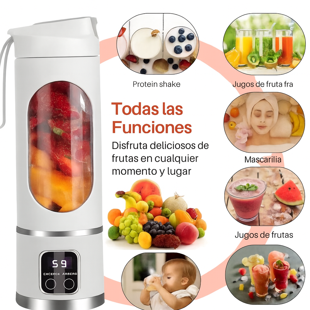 OFERTA CYBER! 30% Licuadora Procesadora Portátil con Pantalla LED y Carga USB