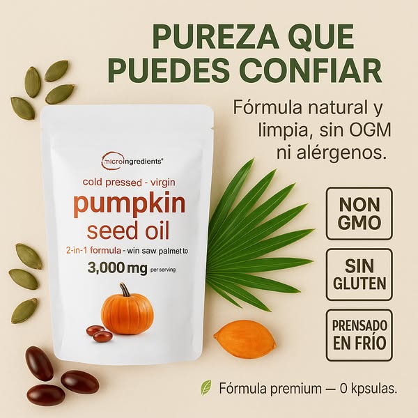 30% OFF- ACEITE DE SEMILLA DE CALABAZA- 60 Cápsulas