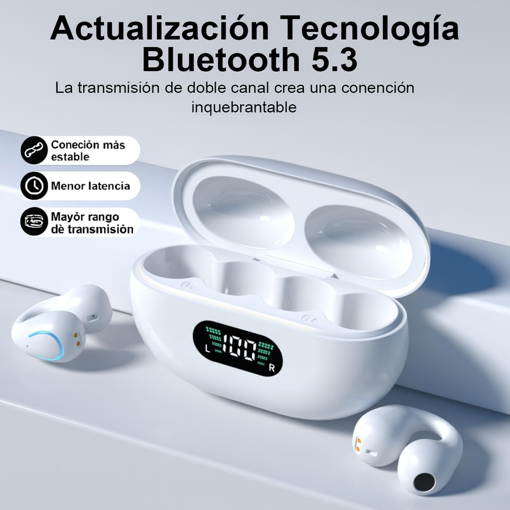 ErgoPods- Audífonos Inalámbricos IPX7 Pantalla LED- Color Blanco