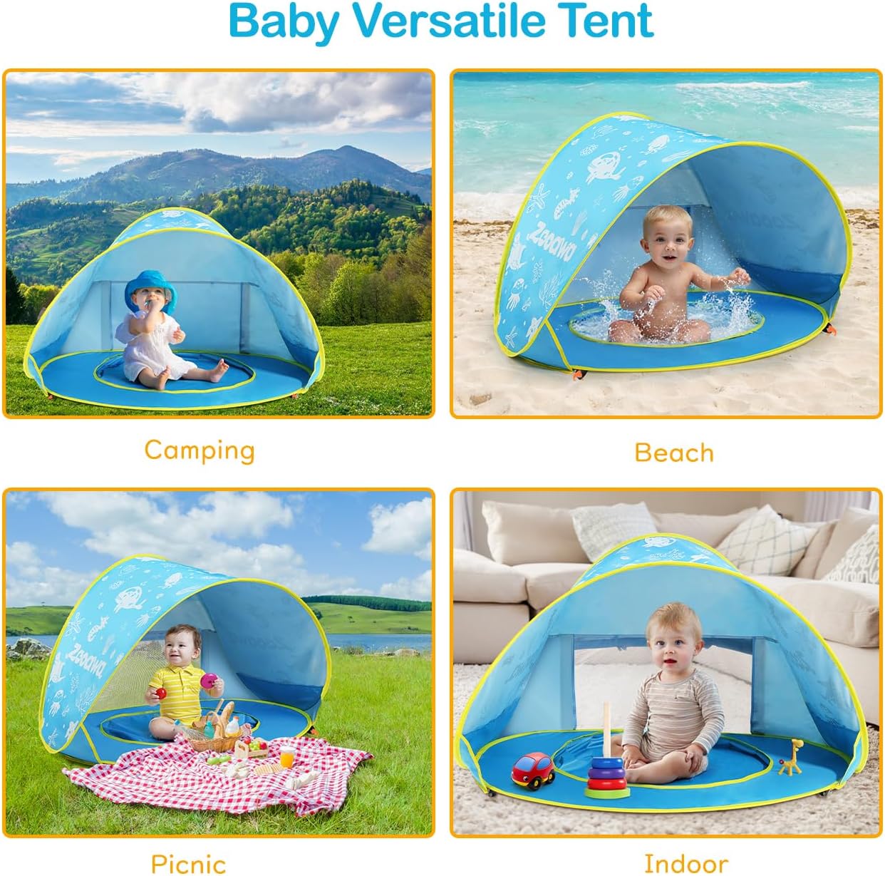 30% OFF- 🎁Carpa con Protección UV y piscina incorporada