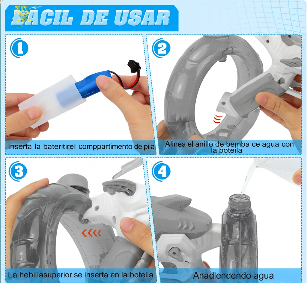 50% OFF- PISTOLA DE AGUA SHARK JUGUETE