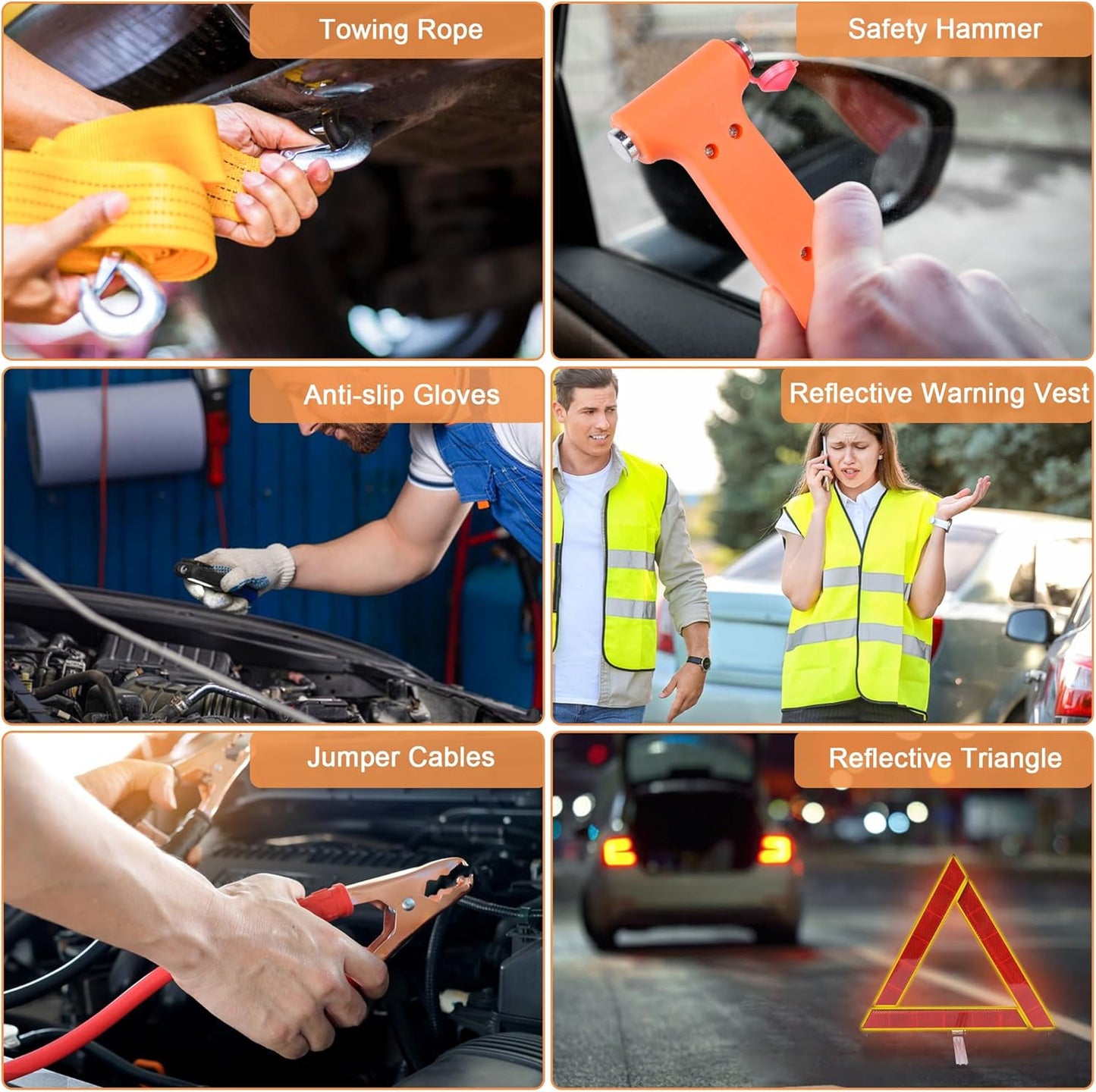 KIT DE EMERGENCIA SEGURIDAD AUTO- 7 Piezas