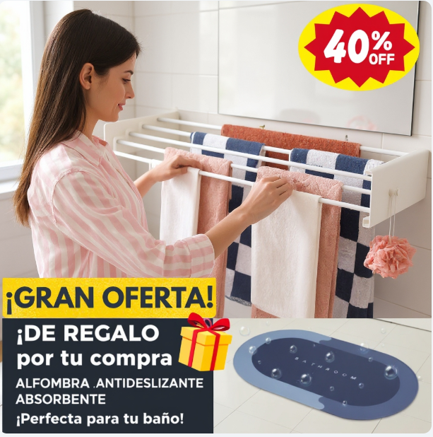 40% OFF- TENDEDERO PEGABLE + REGALO: Alfombra Antideslizante Absorbente