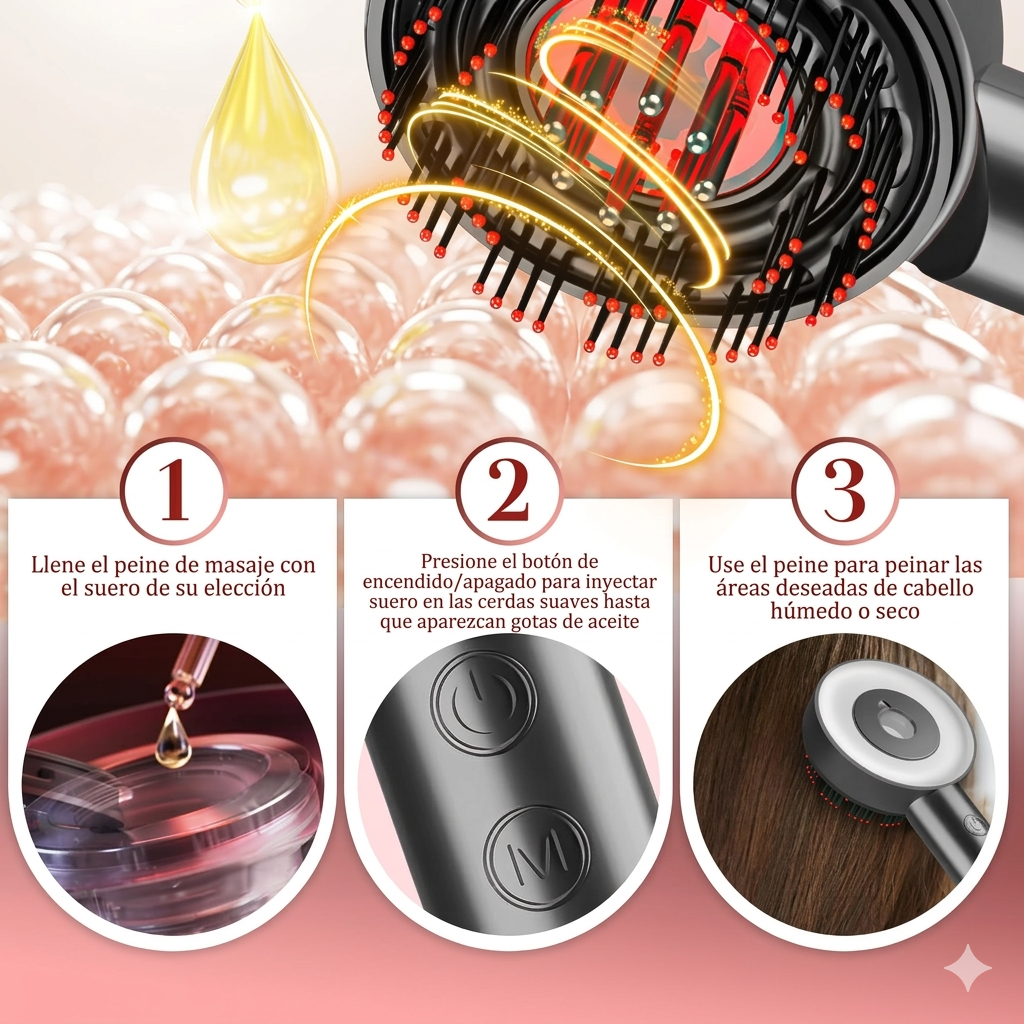 🚨 TRATAMIENTO CAPILAR ANTI-CAIDA ¡CEPILLO CON LUZ LED Y MASAJEADOR+ ACEITE DE BATANA GRATIS! 🎁
