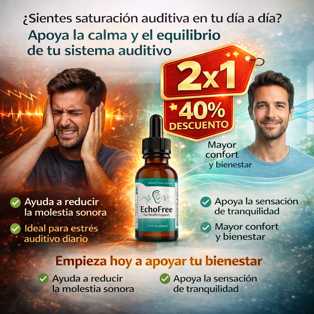 🔥OFERTA EXCLUSIVA 2X1 CON 40% OFF ✨ECHO FREE👂 Recupera tu audición y elimina el zumbido con ingredientes naturales 🌿