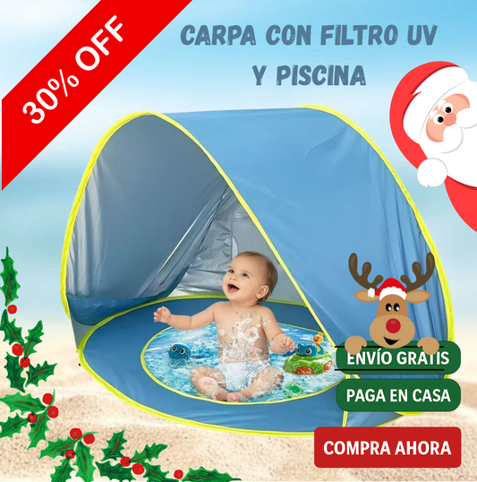 30% OFF- 🎁Carpa con Protección UV y piscina incorporada